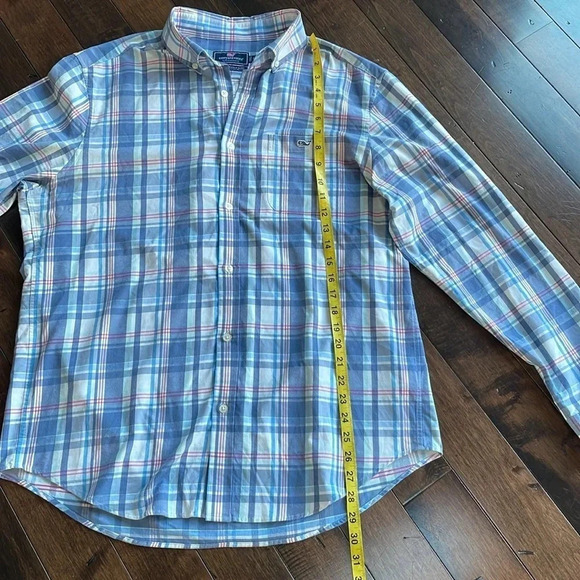 Vineyard Vines Performance Classic Fit Tucker shirt Light Blue plaid Men’s L - Picture 7 of 10
